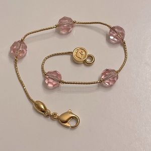 Pink Bead gold plated bracelet 7.75”